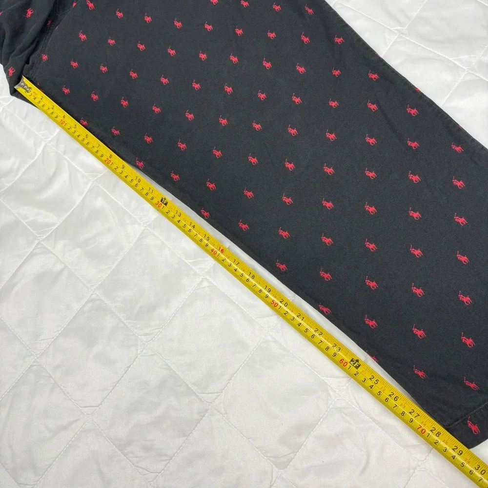 Polo‎ Ralph Lauren Pajama Pants All Over Red Pony XL Black Cotton Lounge Pants